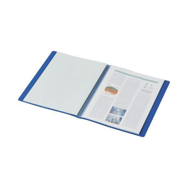 （まとめ）コクヨクリヤーブック（Glassele） 固定式・背ポケット A4タテ 60ポケット ライトブルー ラ-GLB60LB 1セット（4