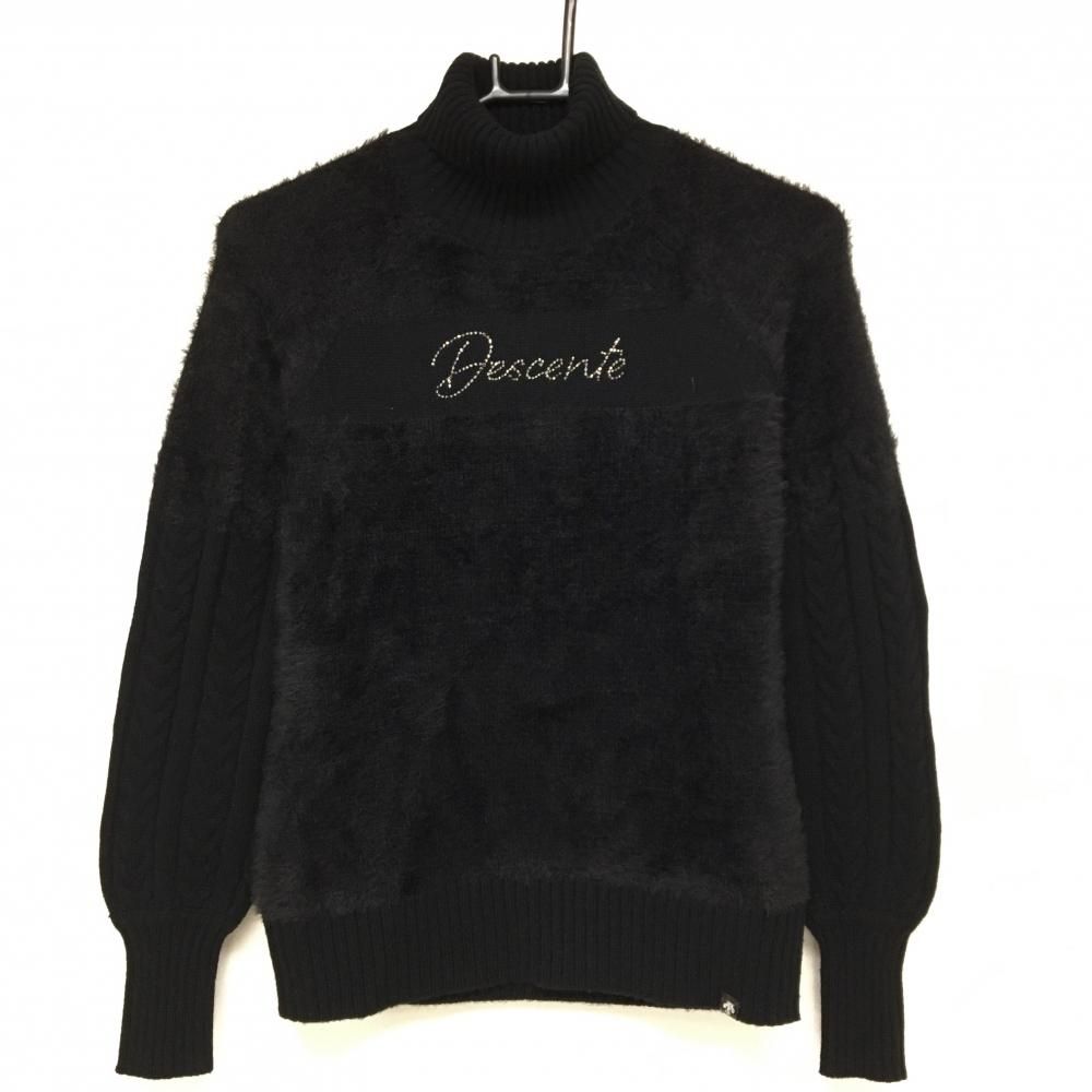 超 デサントゴルフ タートルネックセーター 黒 LUXE COLLECTION スワロフスキー 中田英寿 レディース S ゴルフウェア DESCENTE