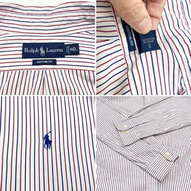 ラルフローレン Ralph Lauren ボタンダウンシャツ ストライプ柄 ロゴ