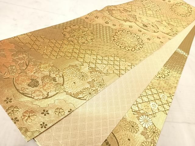 AAA　袋帯 美品 逸品 米澤 佐志め織物 幾何学 全通 正絹 【中古】 AAA様専用 袋帯 美品 逸品 米澤 佐志め織物 幾何学 全通 正絹
