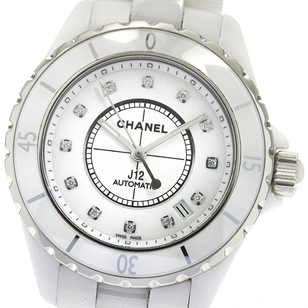シャネル CHANEL H1629 J12 白セラミック 38MM 12Pダイヤ 自動巻き メンズ良品保証書付き_862467