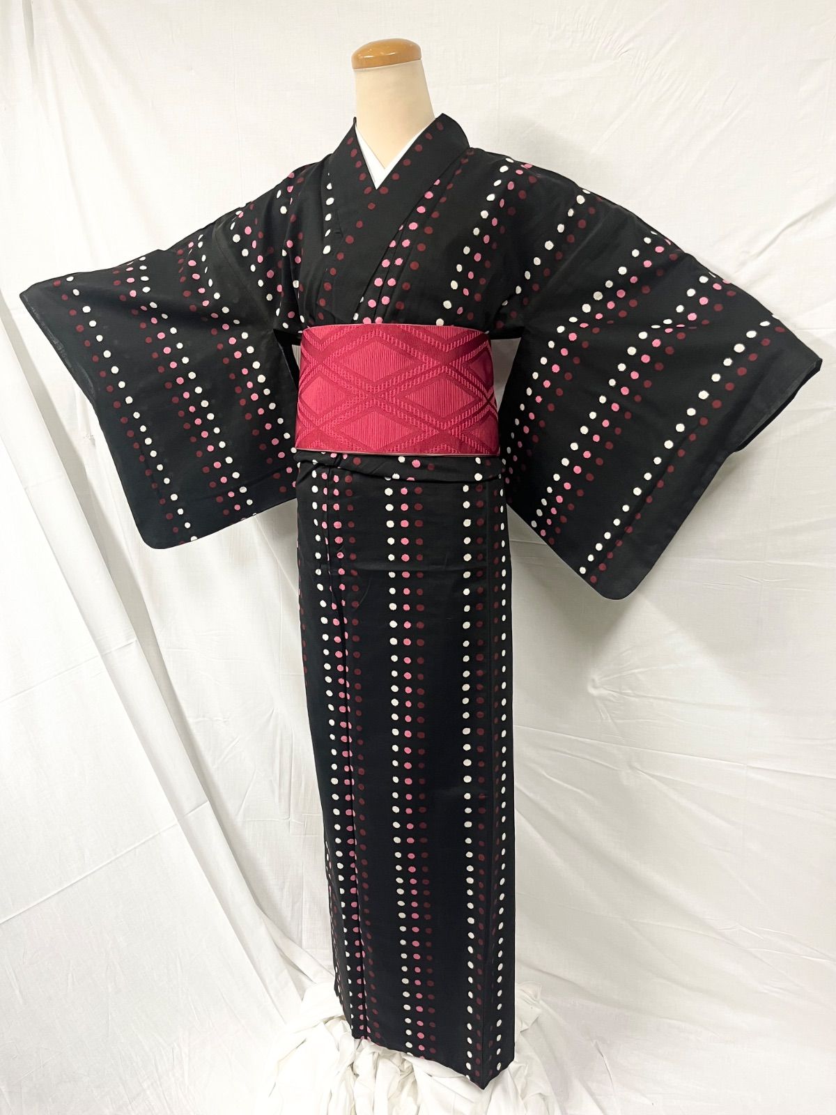 最終値下げ 訳アリ 新品未使用 匿名配送 浴衣 ドット 水玉 柄 黒