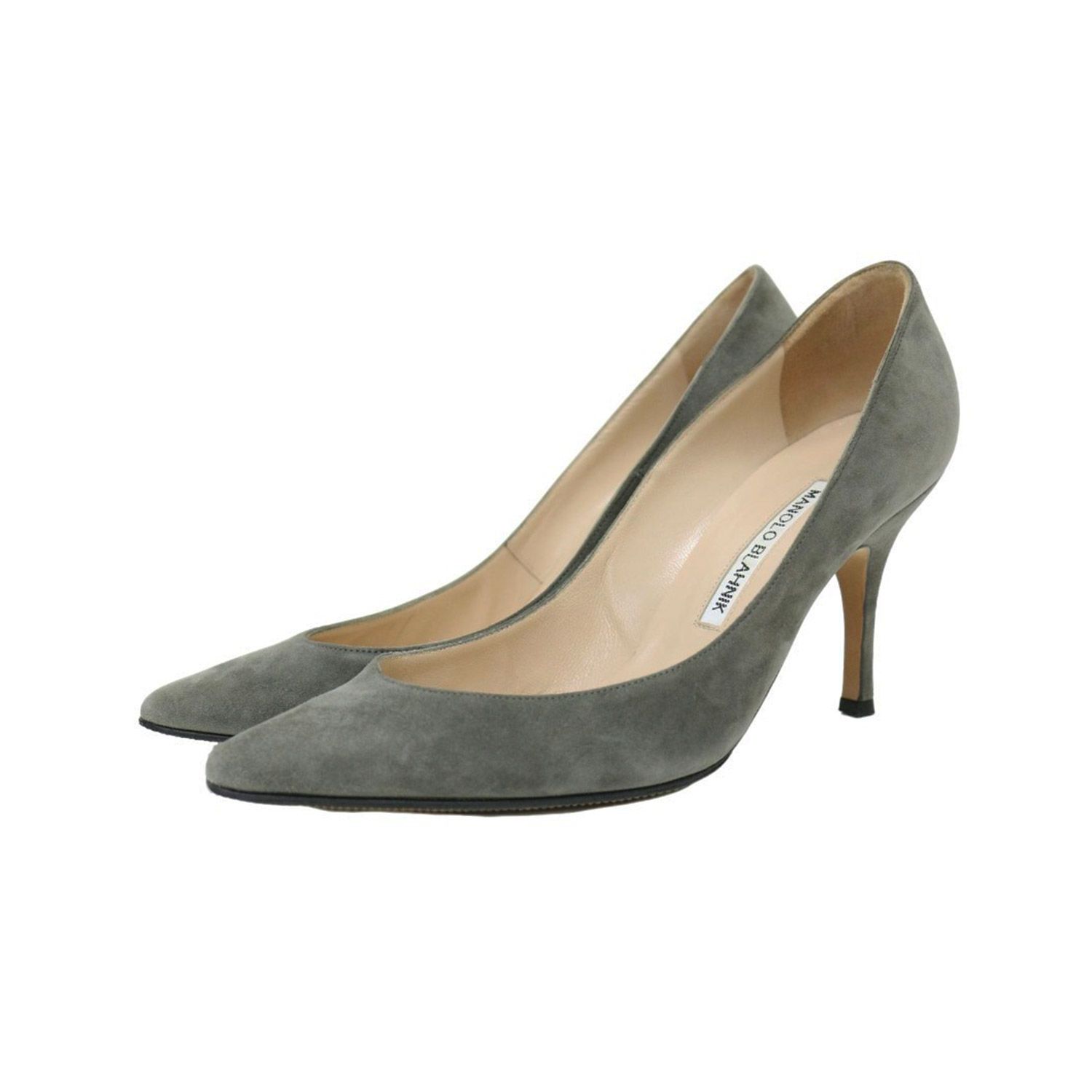 MANOLO BLAHNIK マノロブラニク パンプス グレー サイズ 35 22.0cm | スウェード ハイヒール パンプス | ポンテッドトゥ ピンヒール レザー | イタリア製 | ブランド シューズ 靴 レディース