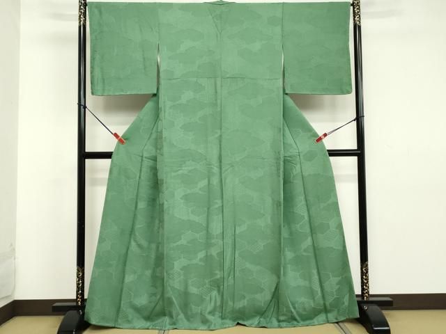 平和屋着物○上質な色無地 雲重ね吉祥花地紋 肌色 正絹 逸品