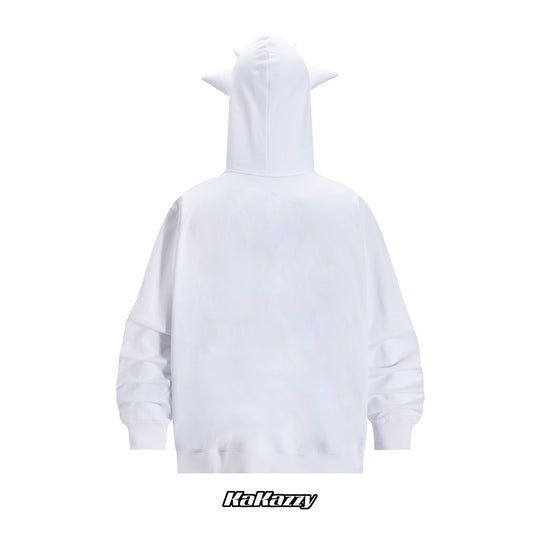 KaKazzy】ゲンガー ホワイト フルジップ パーカー 男女着用可 ユニ