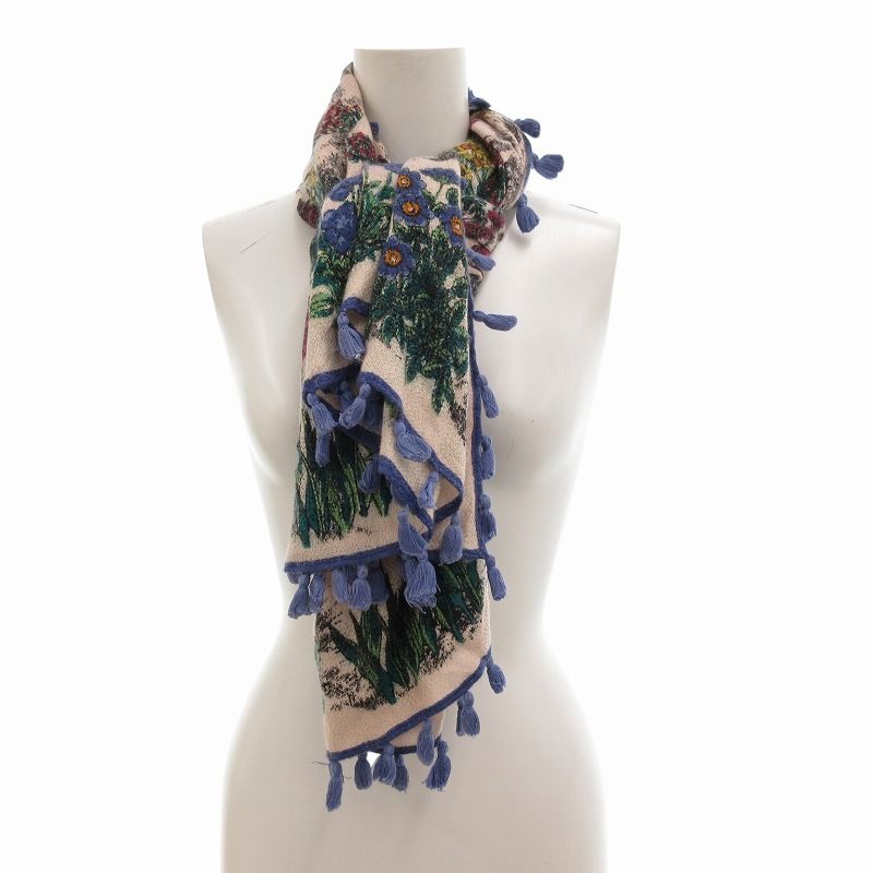 マニプリ manipuri 美品 ストール マフラー ボンボン 総柄