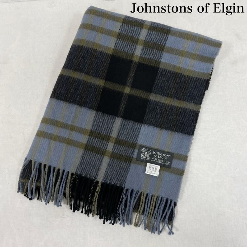 JOHNSTONS OF ELGIN ジョンストンズオブエルガン ストール カシミヤ混 マフラー タータン チェック 大判 フリンジ