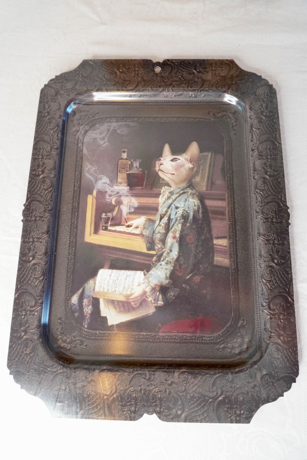 フランス製 トレー cat lady smoking playing piano フランス製 トレー cat lady smoking playing piano