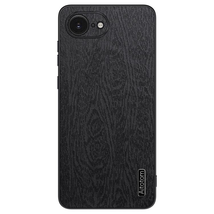 樹皮レザー耐衝撃携帯電話ケース（iPhone16シリーズ） For iPhone 16 Pro Black (ブラック)