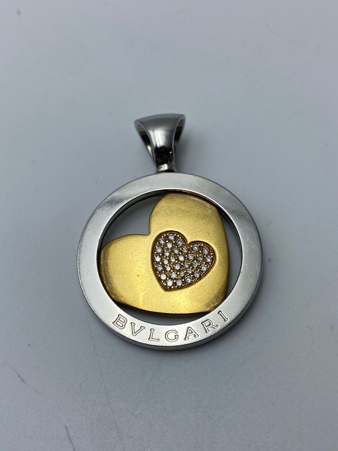BVLGARI ブルガリ トンドハート ダイヤモンド ペンダントトップ K18 イエローゴールド|スチール