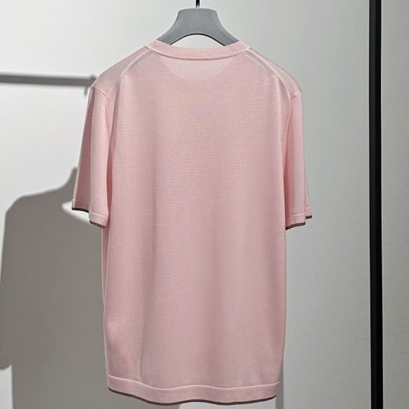 Loro Piana ピンクストライプ 半袖ニット サイズ46 ピンクL○数量限定○在庫限り【送料無料】Loro Piana