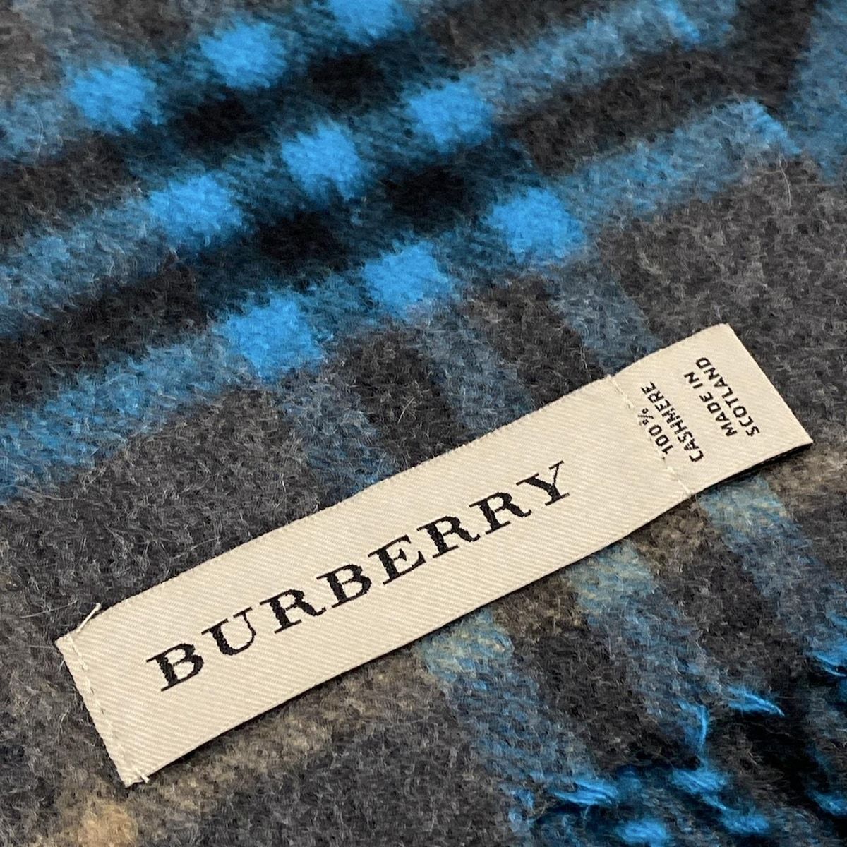 BURBERRY Burberry バーバリー マフラー - ダークグレー×ブルー×マルチ チェック柄 カシミヤ