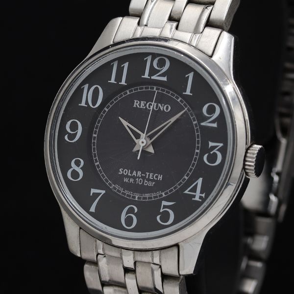 稼働 シチズン レグノ E031-S058635 ラウンド ソーラー ブラック文字盤 メンズ腕時計 TKD 2000000 NSK