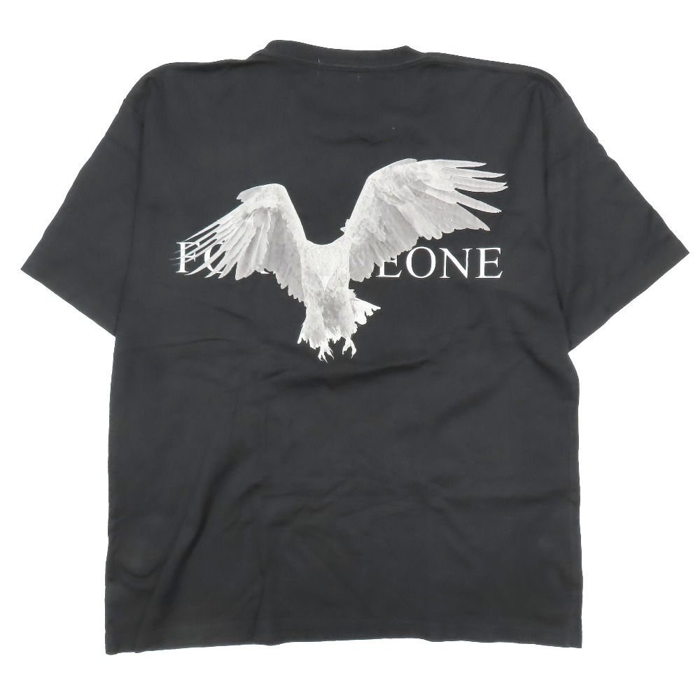 美品 FORSOMEONE フォーサムワン イーグル バックロゴ プリント Tシャツ カットソー EAGLE TEE 4.0 半袖 クルーネック 黒 ブラック 50 メンズ 古着  USED