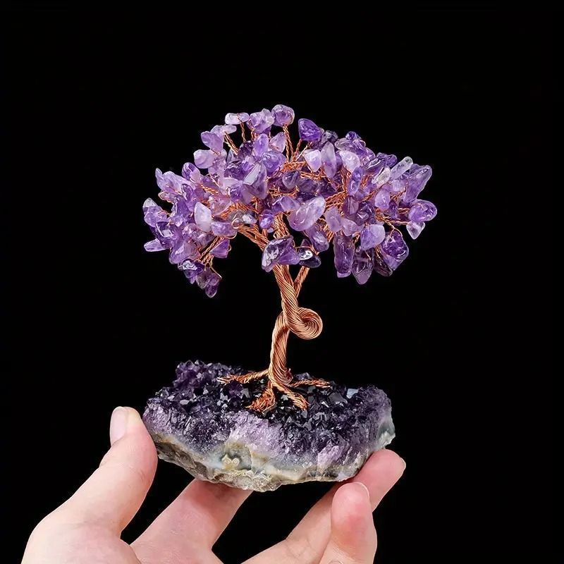 天然鉱石置物】アメジストと水晶のハンドメイドオリジナルオブジェ
