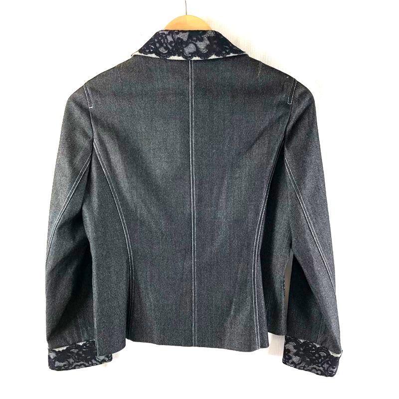 新品　タグ付き　ハナエモリ　七分袖　レースジャケット　HANAE MORI ハナエモリ 森英恵 ／ HANAE MORI ジャケット レース付き デニム