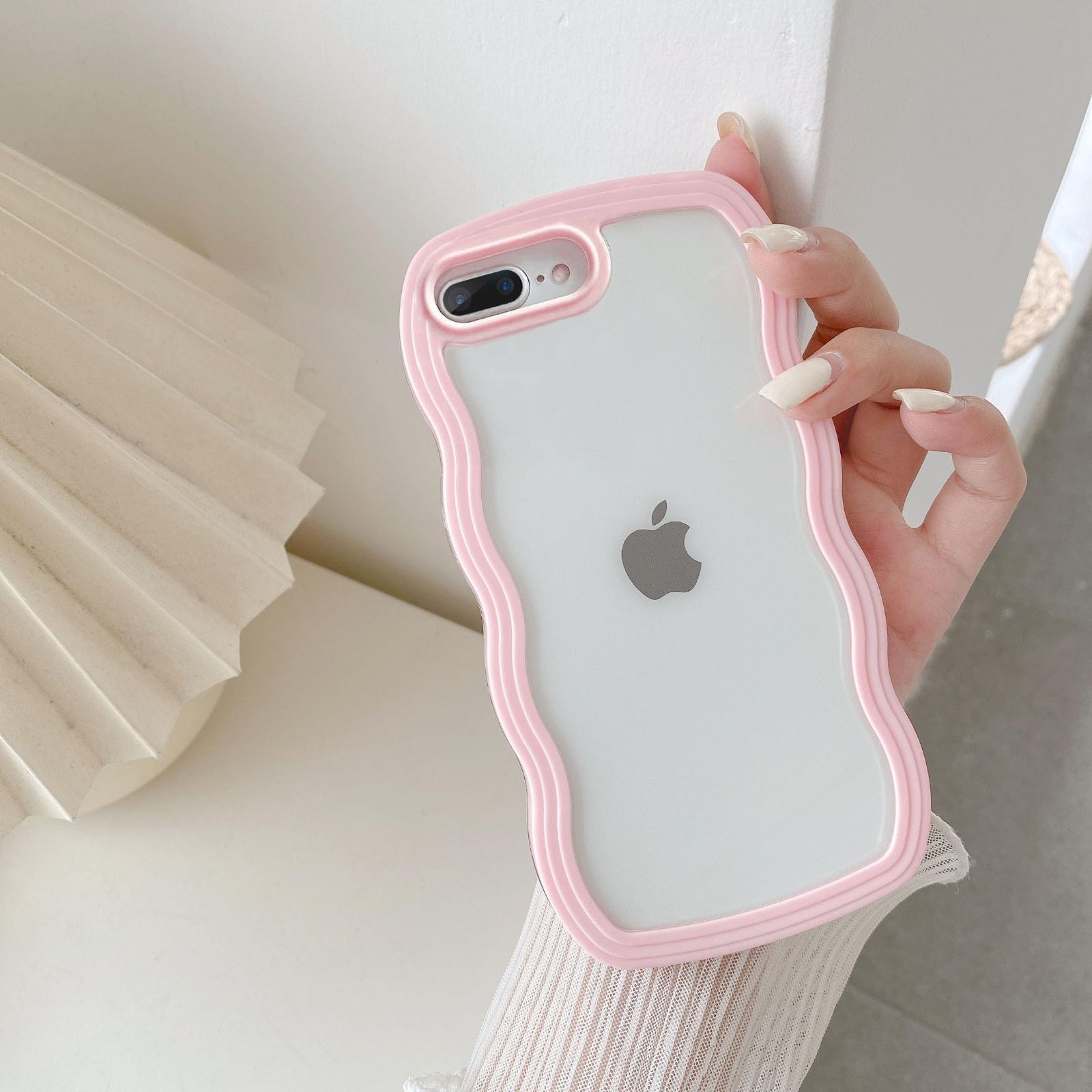 【在庫処分】UEEBAI iPhone 7 Plus/iPhone 8 Plus 用 ケース 可愛い おしゃれケース アイフォンケース ウェーブ デザイン ケース カラフルケース クリア TPUカバー 波状エッジ ソフトシェル ケース ワイ