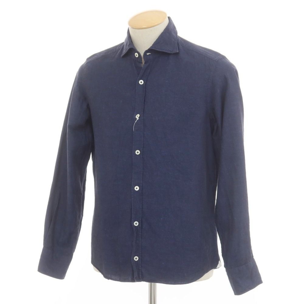 GIANNETTO ホリゾンタルカラーシャツ コットンリネン ストライプ M