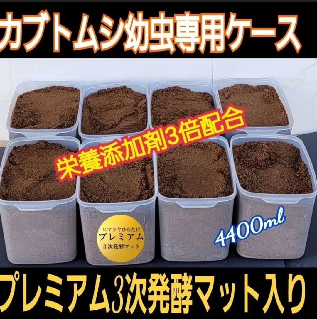 4ケースセット カブトムシの幼虫を入れるだけ 便利です 発酵マット4400mlケース付き 微粒子 3次発酵 栄養添加剤 共生バクテリア３倍配合 フィルター加工されたケースで湿度も保たれます