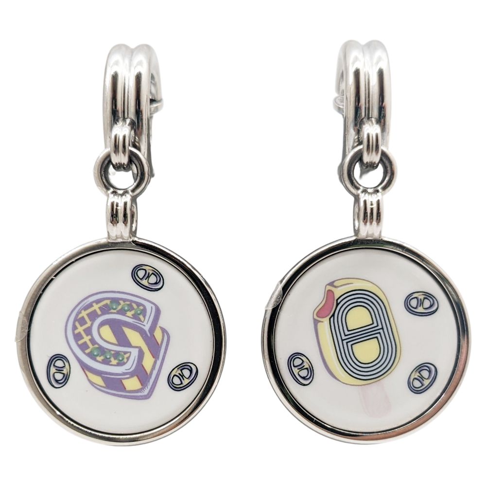 ◇エルメス◇ファニー アイスクリーム ピアス メタル ホワイト シルバー 両耳用 ◇エルメス◇ファニー アイスクリーム ピアス メタル ホワイト