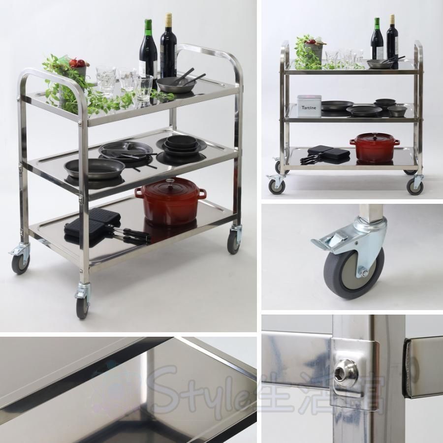 777★ステンレスワゴン 3段 キャスター付き キッチンワゴン 90cm 業務用 ステンレスワゴン 3段 キャスター付き キッチンワゴン 90cm 業務