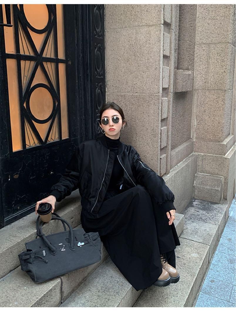 大人 春のハイネックニットロングワンピースデートにも最適