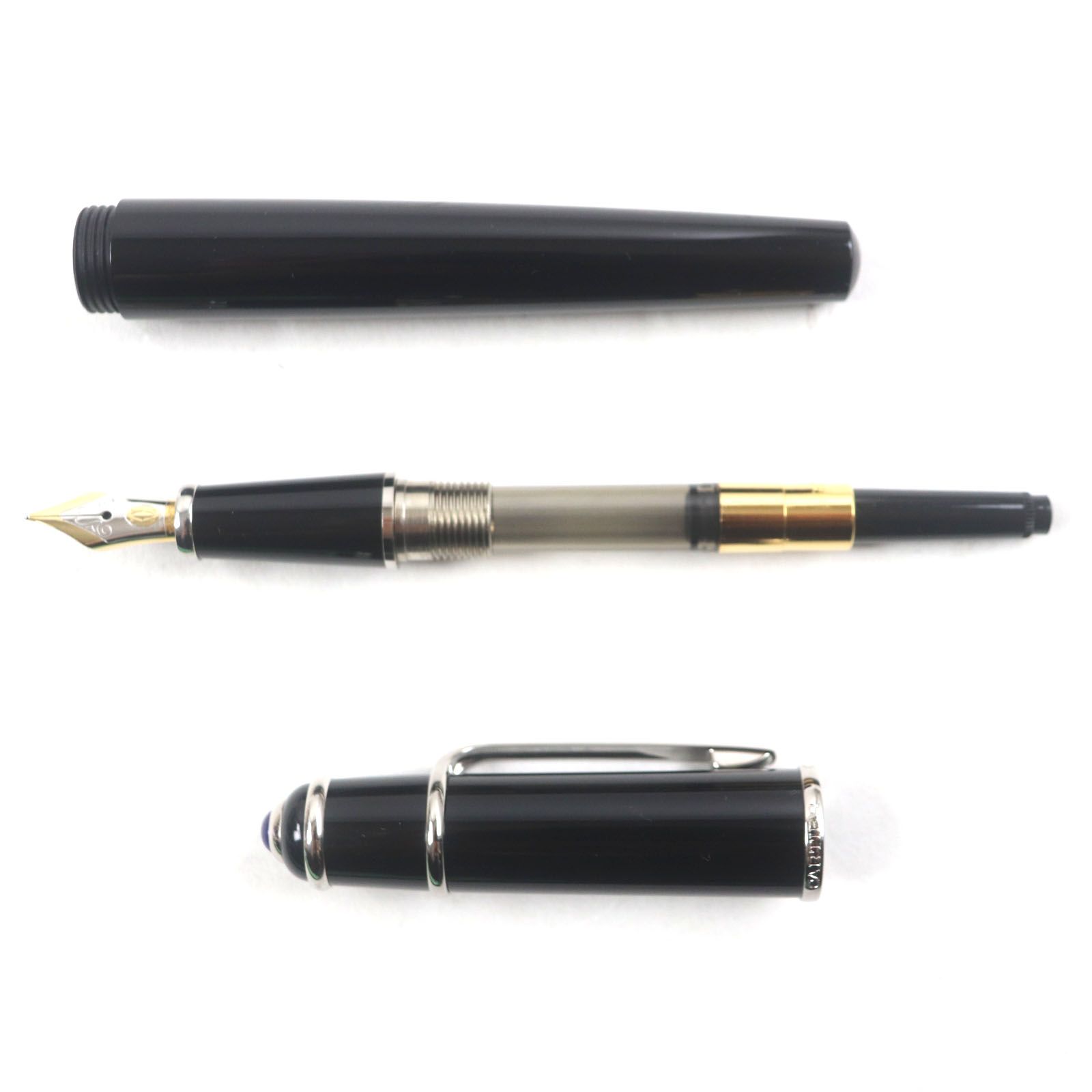 未使用カルティエ Cartier 万年筆 黒/シルバー 専用ケース付き 【公式