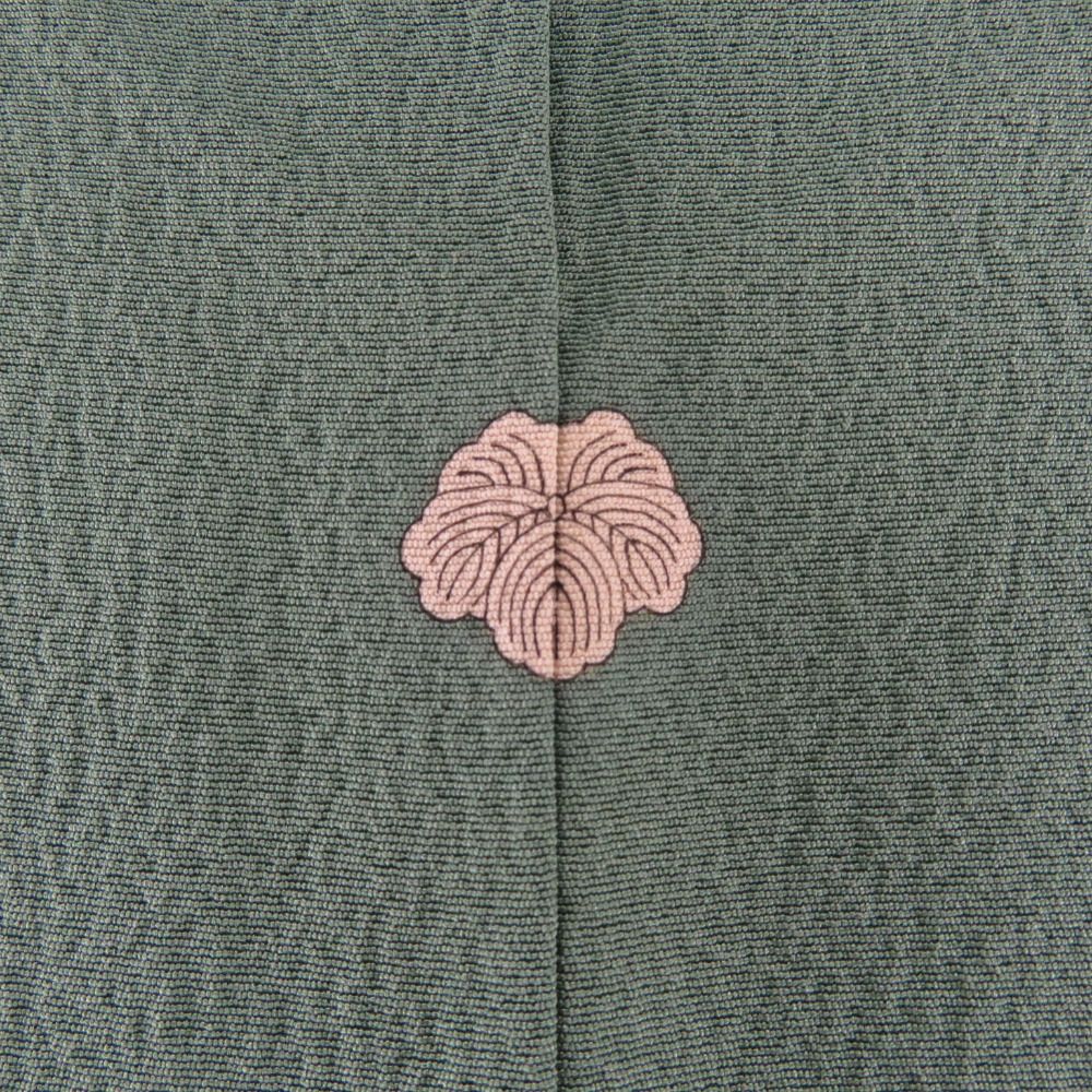 色無地 袷 グリーン 一つ紋 蔦紋 菊地紋入り 正絹 広衿 仕立て上がり着物 身丈162cm【中古】 【キモノオフ野々市若松店】 色無地 袷 緑色 一つ紋 蔦紋 正絹 広衿 仕立て上がり着物 身丈157cm