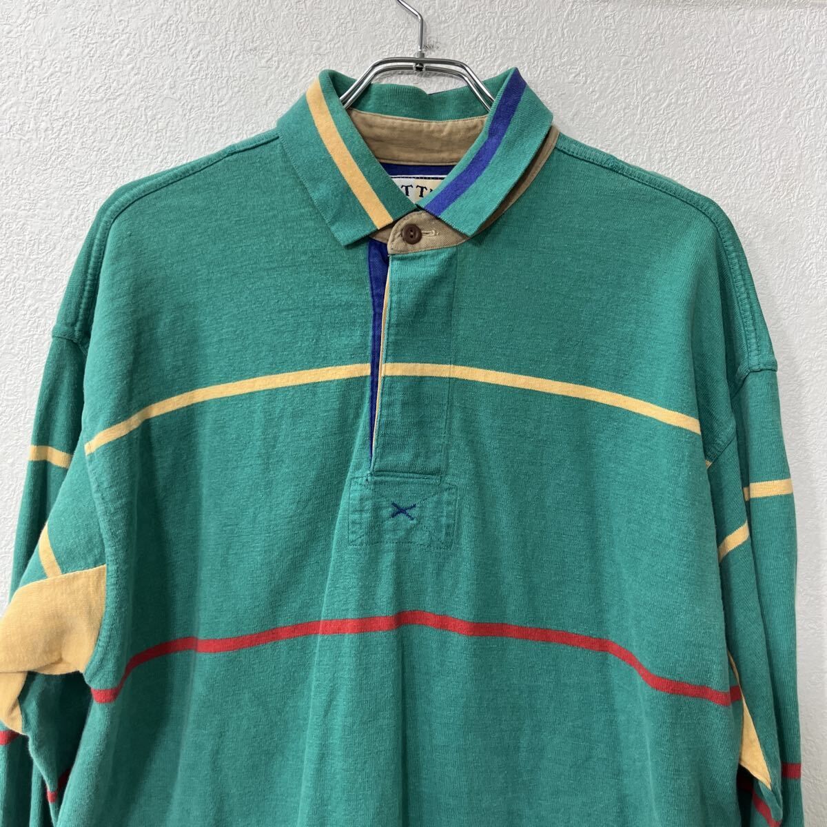 【新品】MACHATT マチャット　ボーダーラガーシャツ　グリーン 新品】MACHATT マチャット ボーダーラガーシャツ グリーン