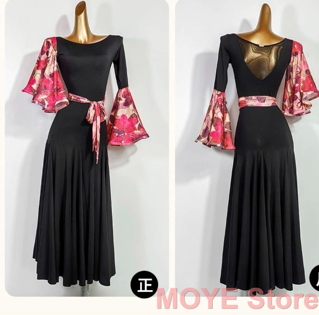 新品・未使用花柄 社交ダンスドレス ワンピース モダンダンス ワルツ