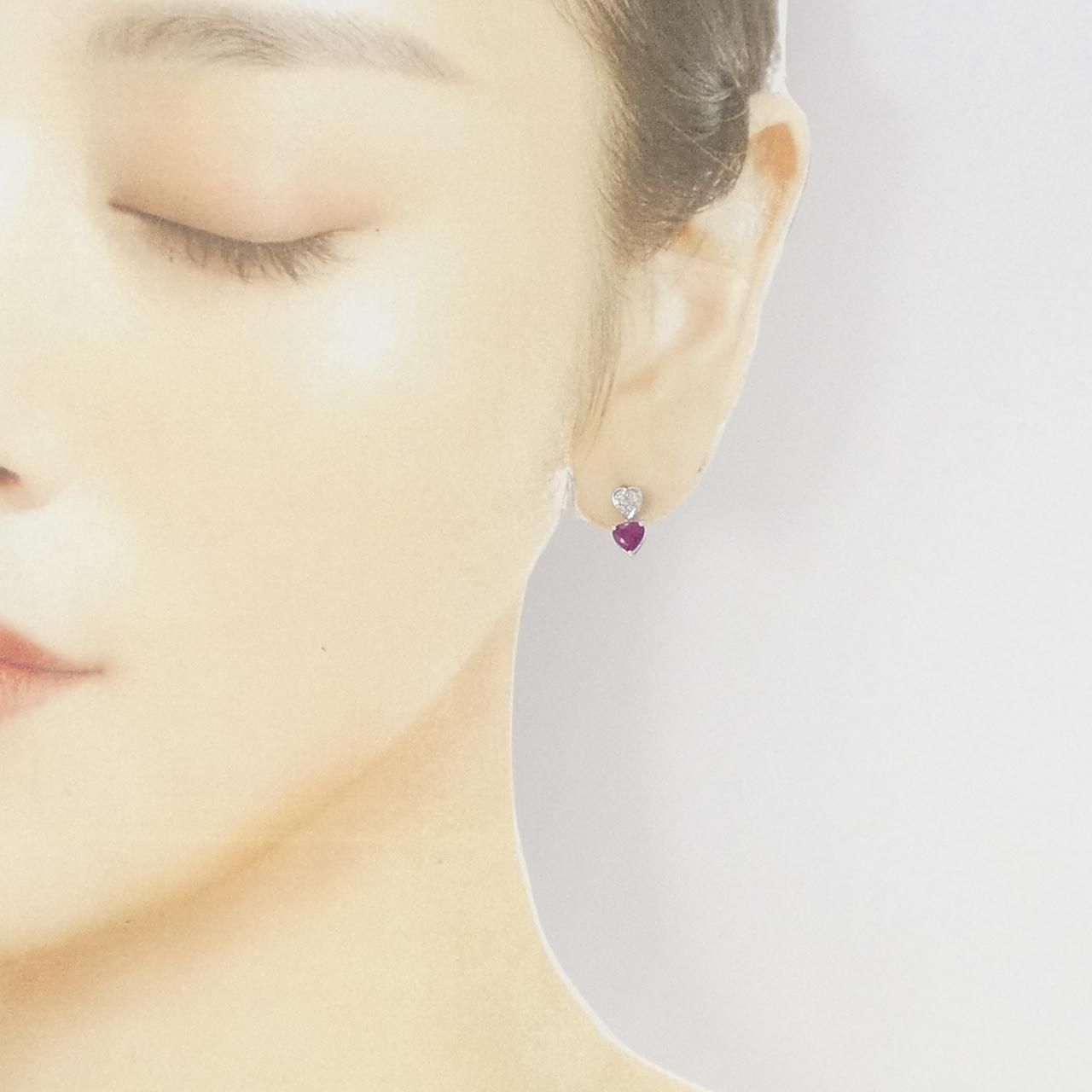 K18WG ハート ルビー ピアス 1.00CT - メルカリ 