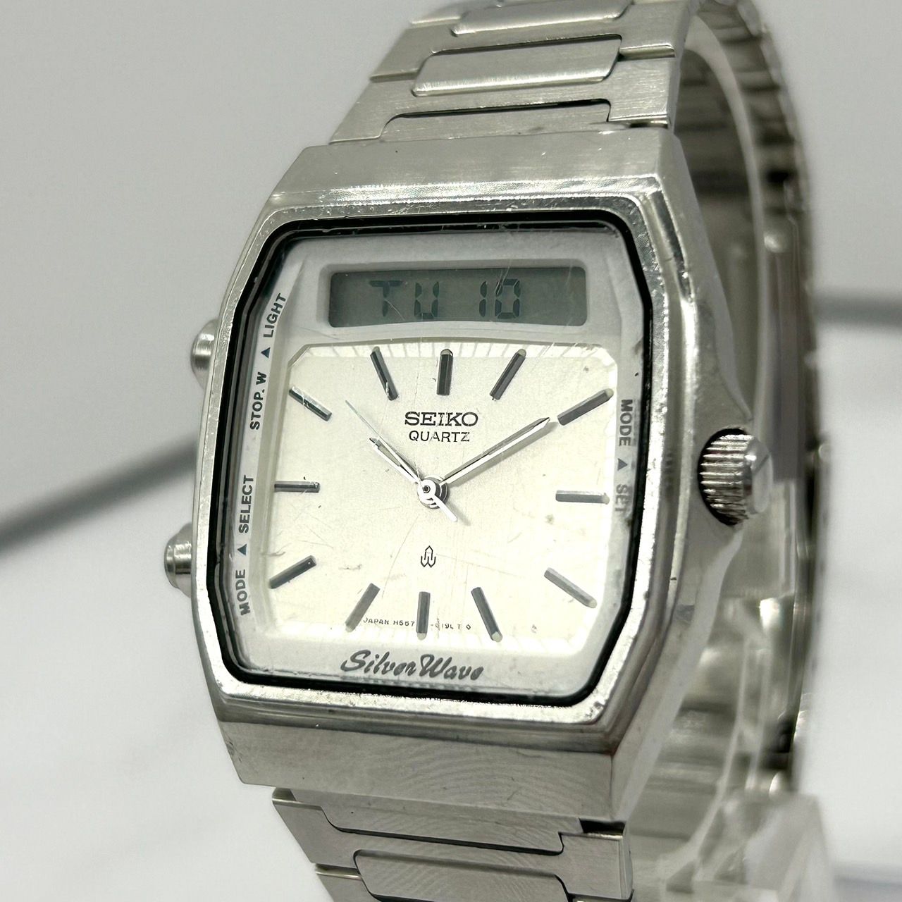 【希少品】SEIKO シルバーウェーブ H557-524A デジアナ腕時計 Seiko Silver Wave H557-524A Ana Digi Quartz Vintage Men's