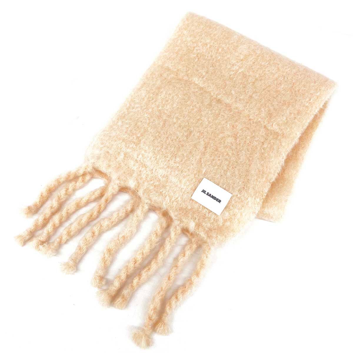 良好 JIL SANDER ジルサンダー マフラー ベージュ フリンジ モヘア