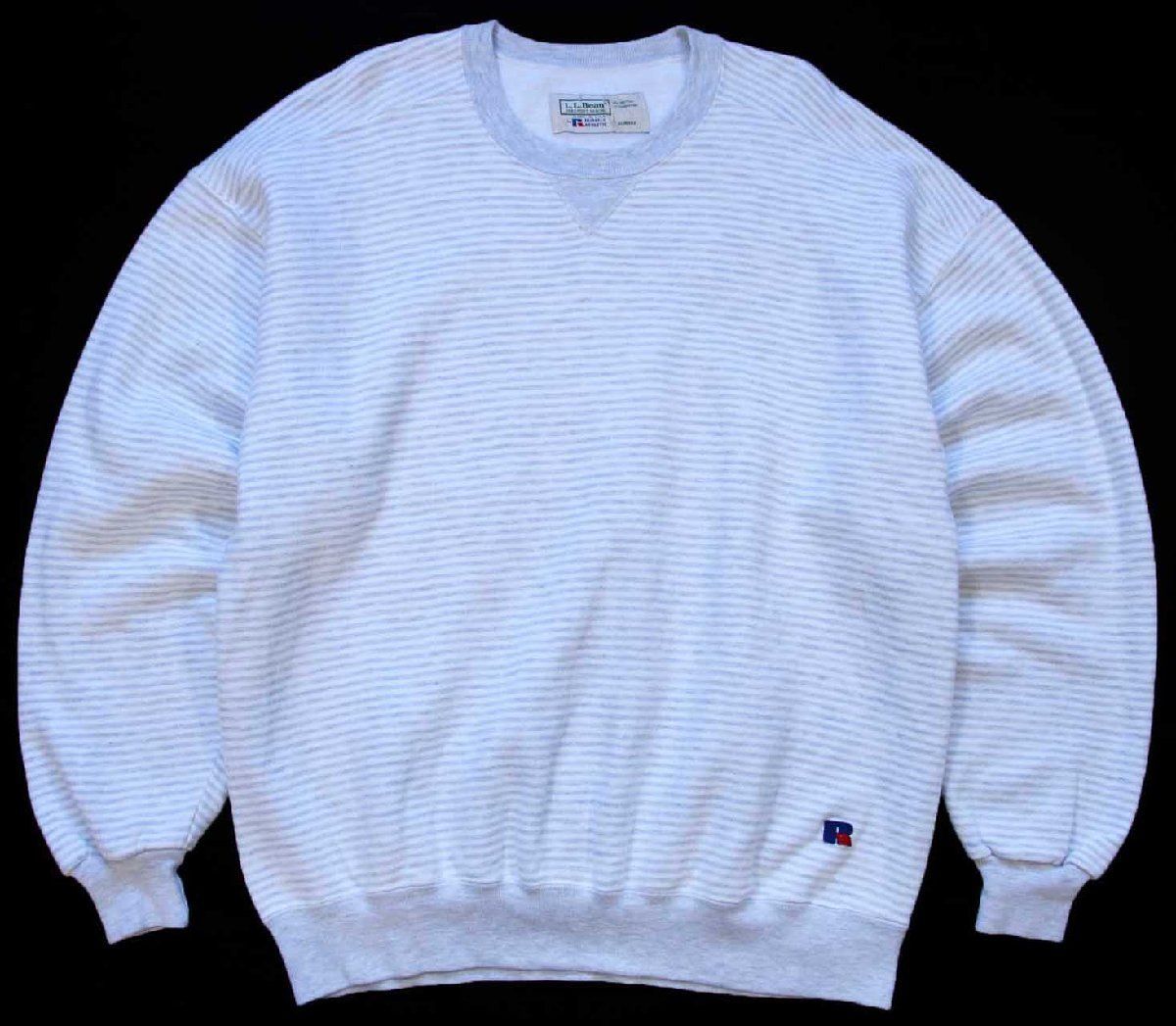 90s USA製 L.L.Bean×RUSSELLラッセル ボーダー 前V スウェット