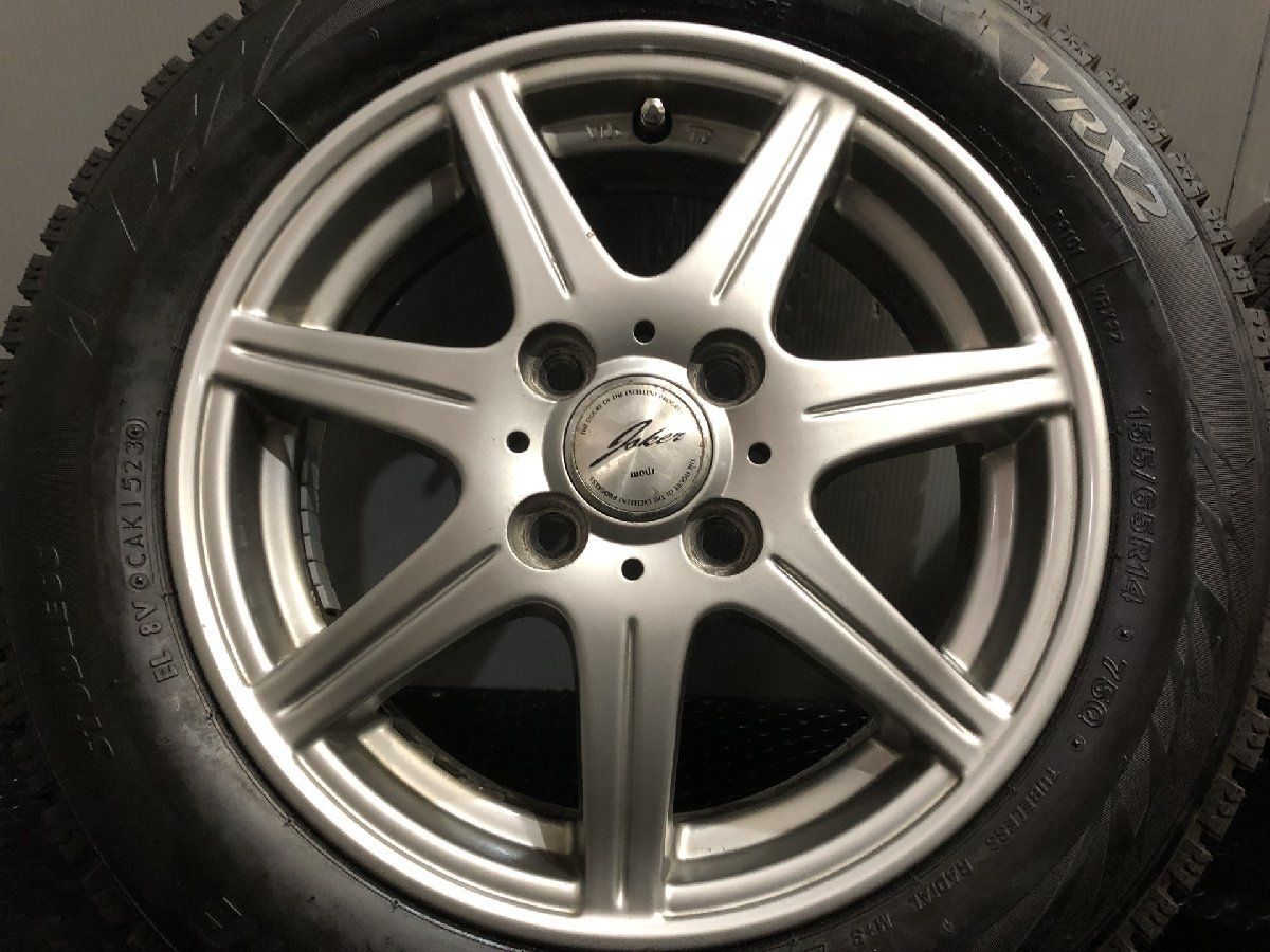 タイヤ走行短め【BS BLIZZAK VRX2 155/65R14】スタッドレス【Weds JOKER 14インチ 4.5J4HPCD100+42】23年製 ウェイク N-BOX等　(VTJ851)