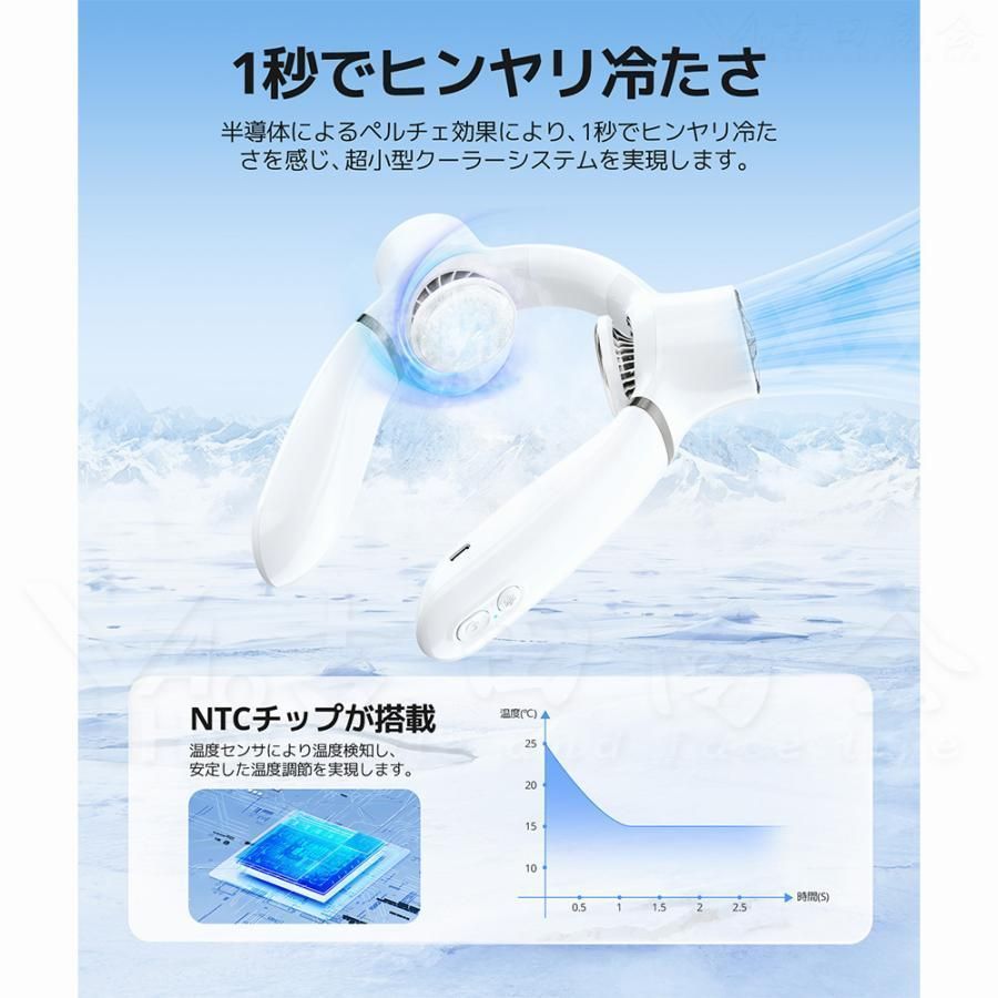 首掛け扇風機 羽なし ネッククーラー 携帯扇風機 冷却プレート 瞬間冷却 60°送風 3段階風量調節 静音 軽量 急速充電式 熱中 WWW_KANDAIZUMI_COM