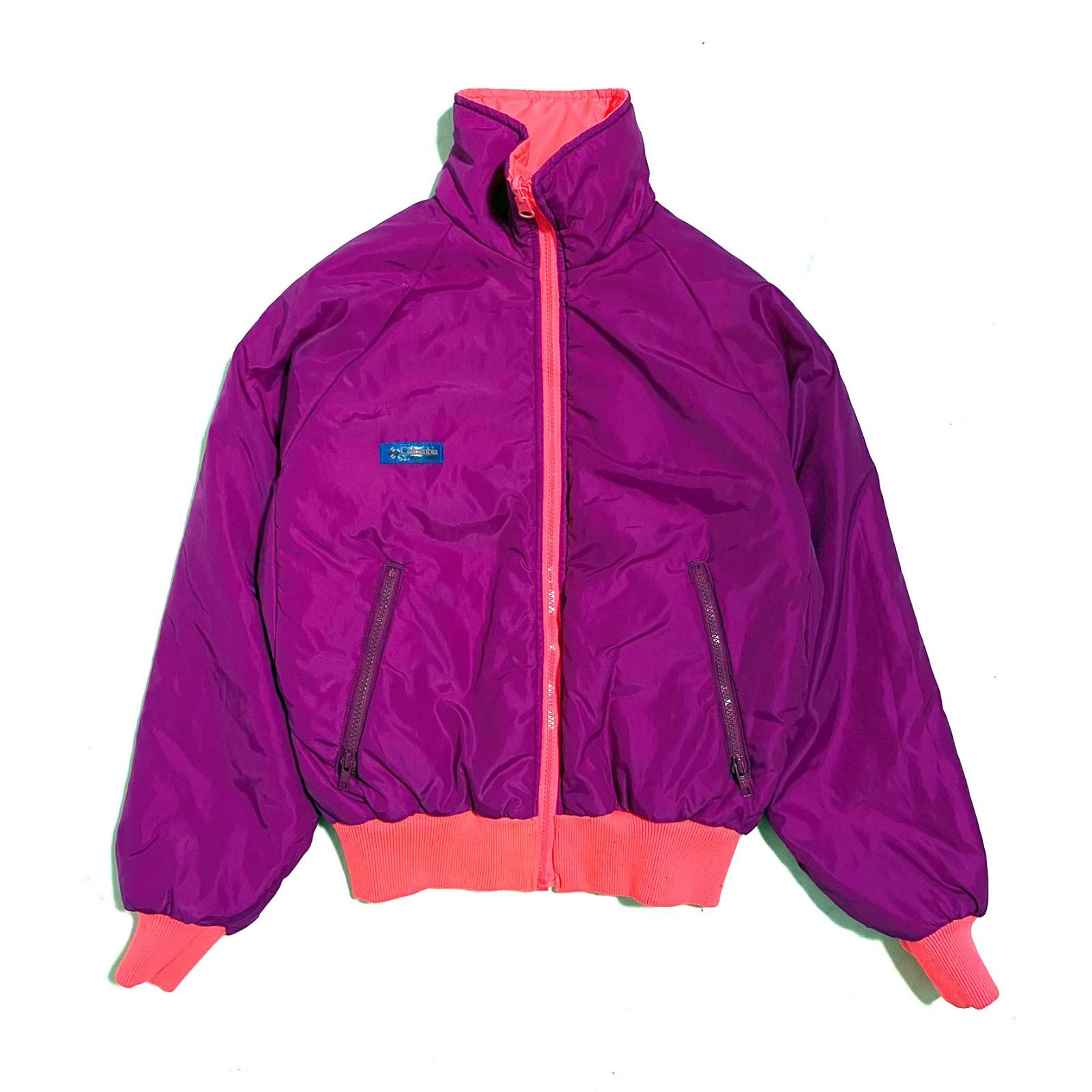 レディースM 80s Columbia リバーシブル中綿ジャケット【b0142