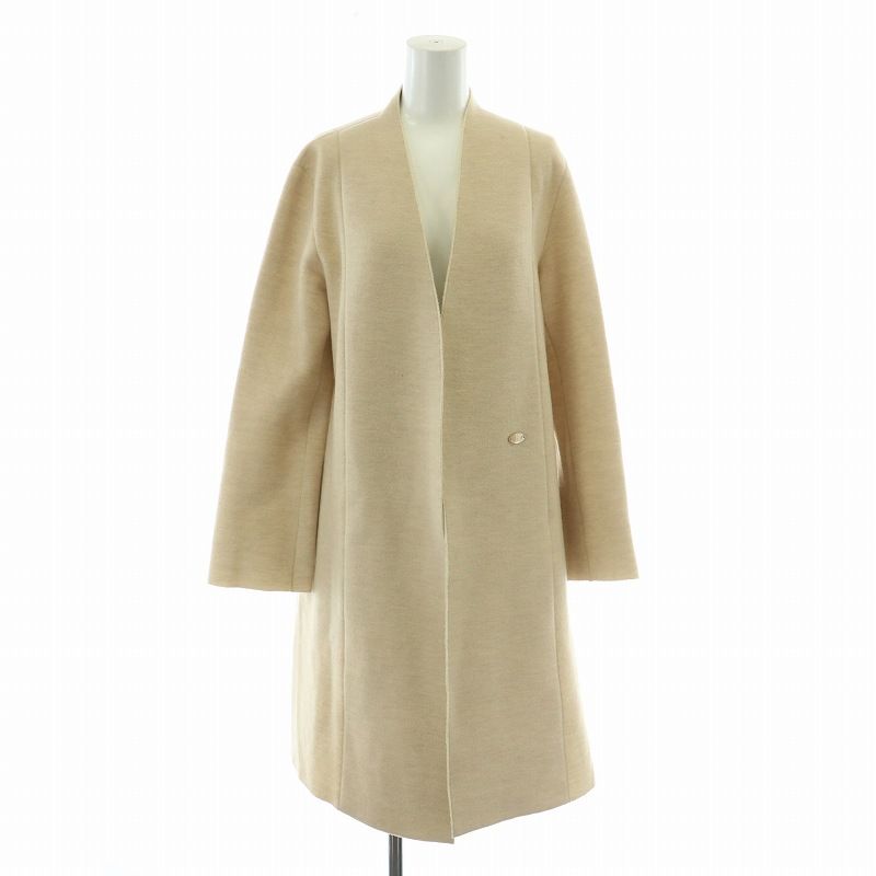 ルネ Rene ノーカラー ガウン コート ロング ウール 36 M ピンク  