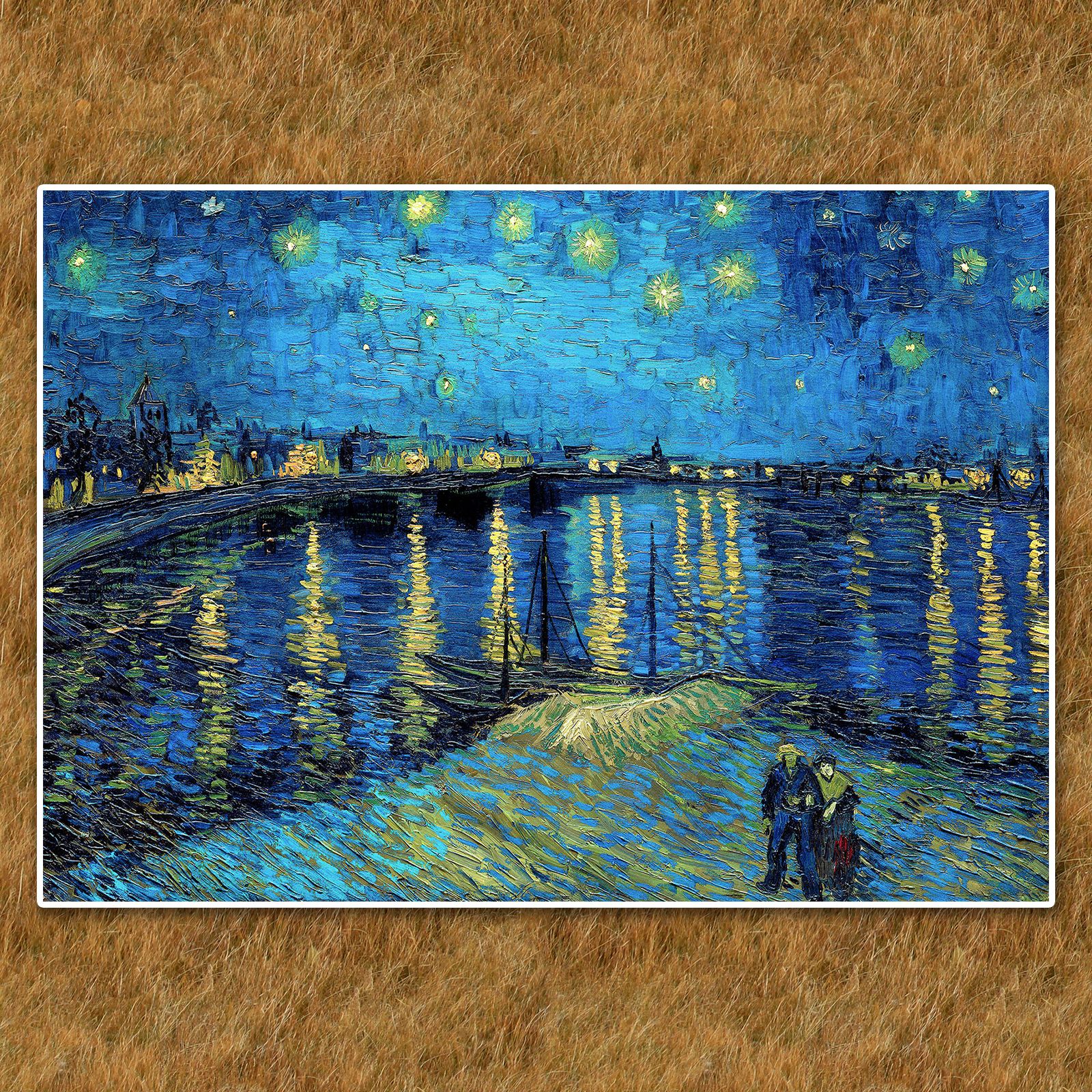 ★秀作★ 手書き油絵 ゴッホ ローヌ川の星月夜 額付 絵画 インテリア 油彩画 Amazon.co.jp: 手書き油絵 ゴッホ ローヌ川の星月夜 額付 絵画