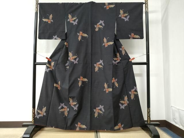 平和屋着物○上質な紬 飛鳥草花文 正絹 逸品 CAAR6510ze