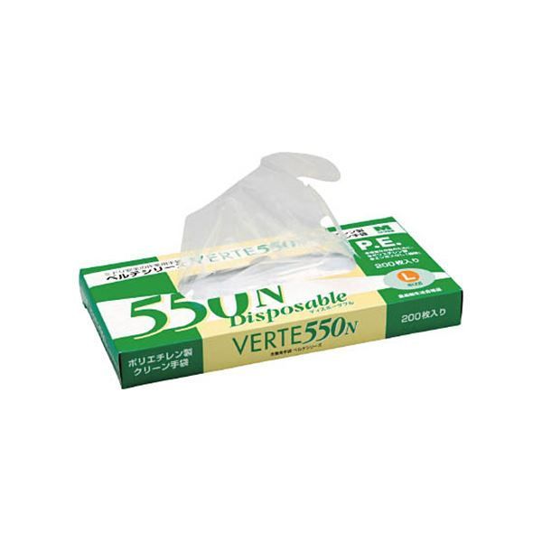 〔まとめ〕 ミドリ安全 ポリエチレン使い捨て手袋 エンボスなし クリア S VERTE-550N-S 1箱 200枚 〔×3セット〕 使いきり手袋