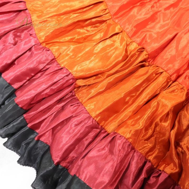 ベリーダンス 衣装 ジプシー スカート バーヌローサ 25ヤード レッド系 赤 朱色 ロング フリル BANU ROSA グラデーション 舞台 発表会 25ヤード ロングスカート ダンス衣装 カラフル スカート フェスティバル 衣装ダンス ステージ衣装 LLC-HASEGAWATOSO_COM