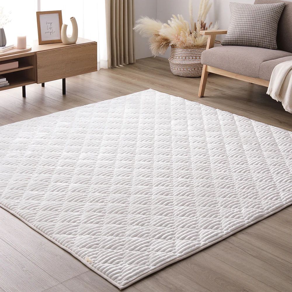 モロッカン風キルト ストライプラグ こたつ敷布団 単品 約190×190cm