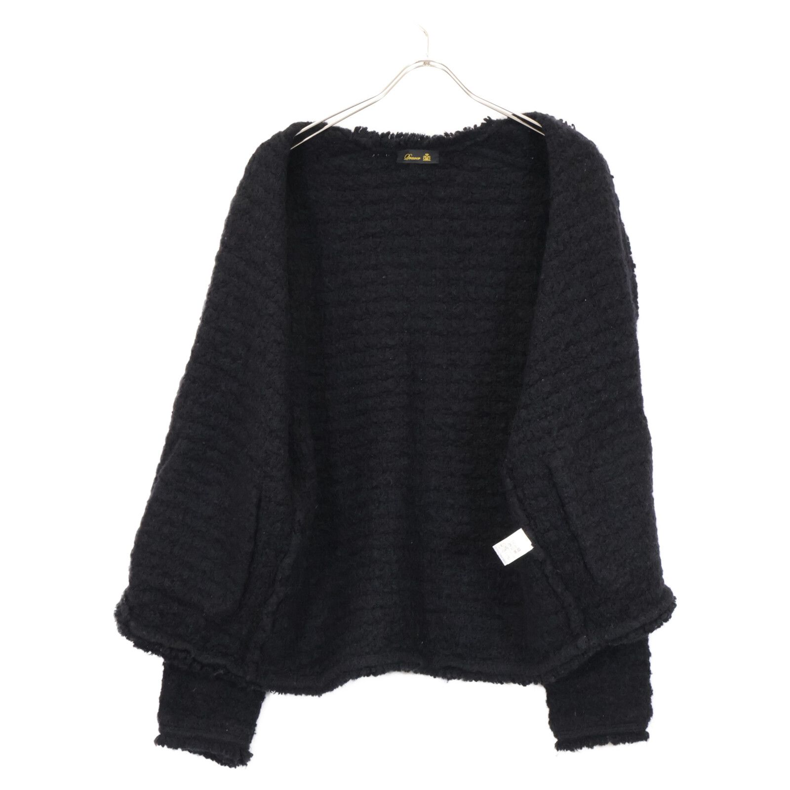DRAWER FALL1 3Gツイードノーカラーニットジャケット黒