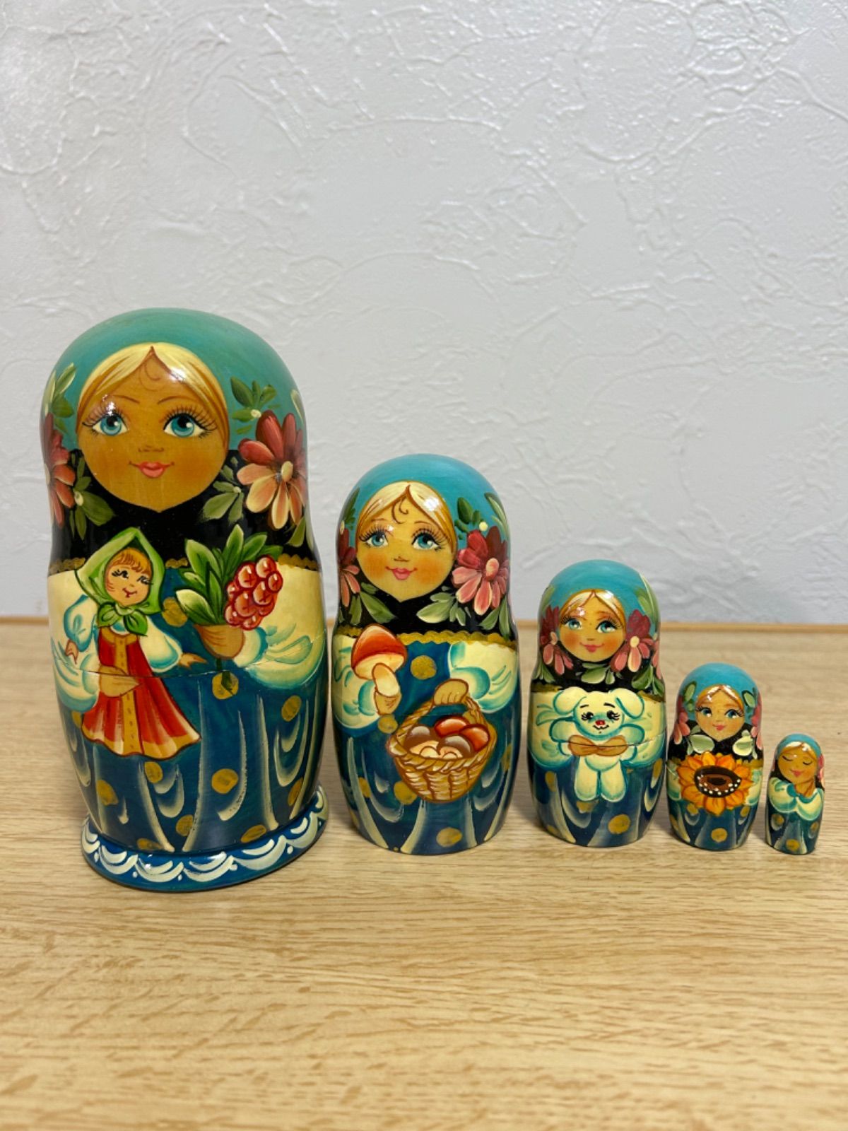 茶道具 つぼ 時代物収納用 紺色花柄とオレンジロープ