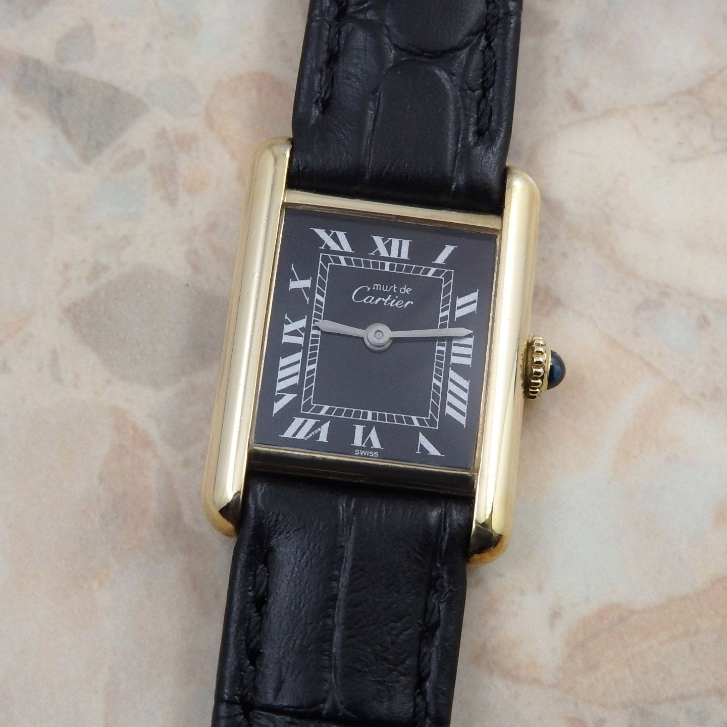 カルティエ CARTIER マストタンク SM ローマン ブラックダイヤル 希少