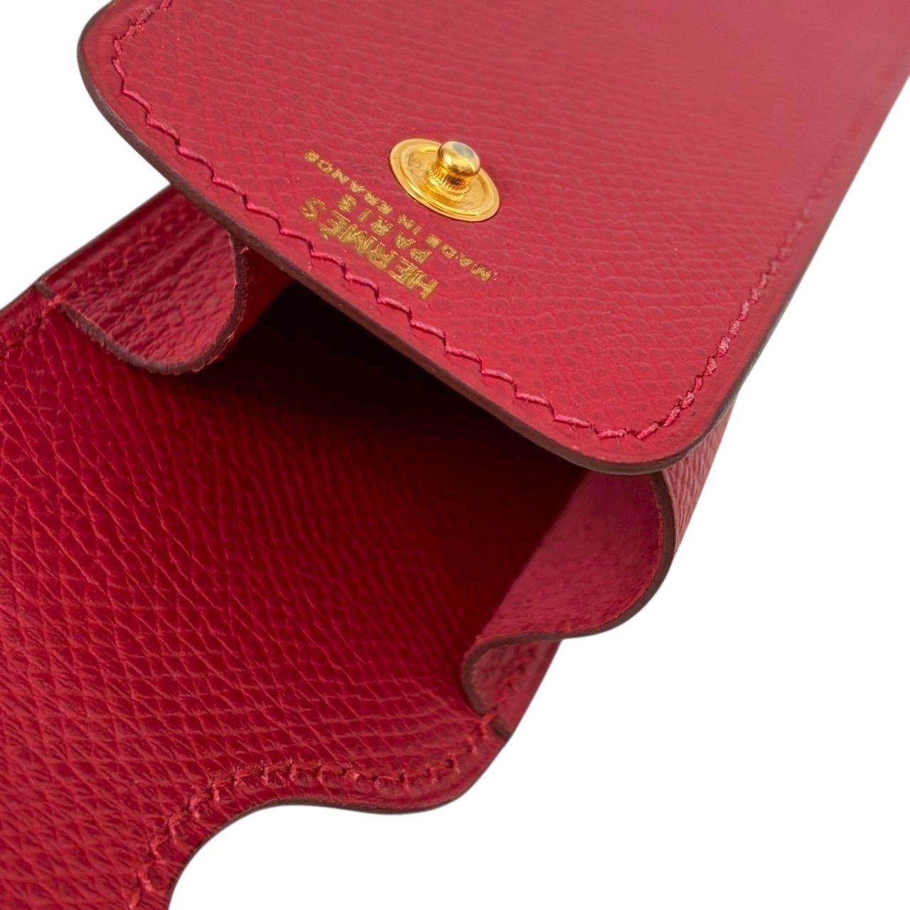 HERMES エルメス ペンケース 赤系 ペン入れ 筆箱 レザー
