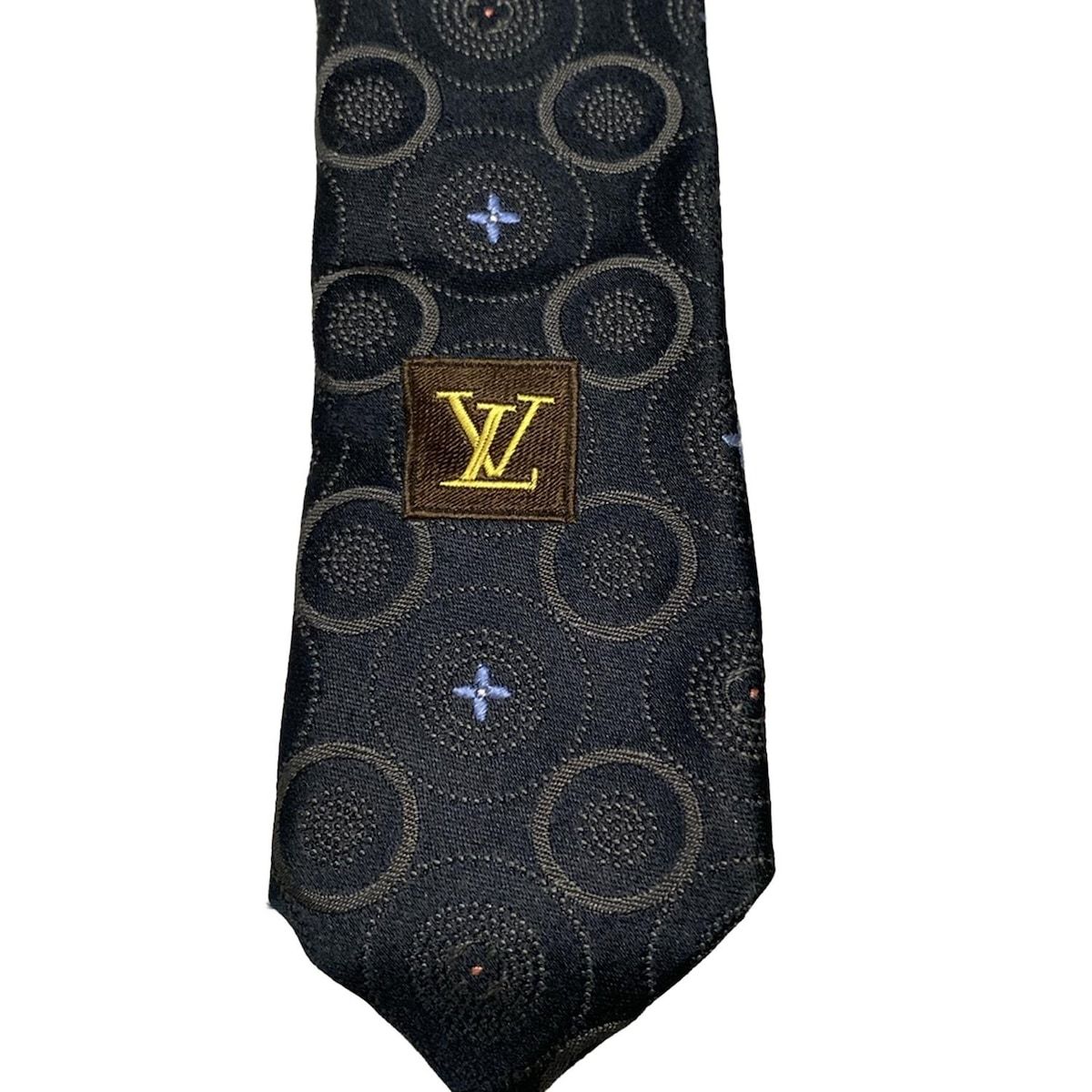 【極美品】ルイヴィトンLouis Vuitton ダークネイビー ネクタイ 極美品】LOUIS VUITTON ネクタイ ネイビー