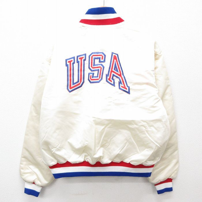 XL/古着 スイングスター 長袖 ナイロン ジャケット メンズ 90s USAロゴ 白系 ホワイト 内側キルティング 24sep24 中古 アウター ウインドブ