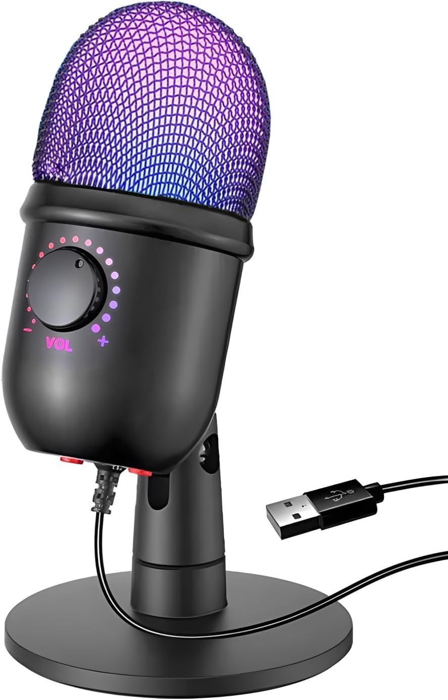 セール UOOTPC マイク USB コンデンサーマイク ゲーミングマイク 高感度 超コンパクト RGBライティング ノイズキャンセリング モード パソコンマイクセット単一指向性ダイナミックマイク ヘッドホン接続可 ボイズチャット YouTube ライブ